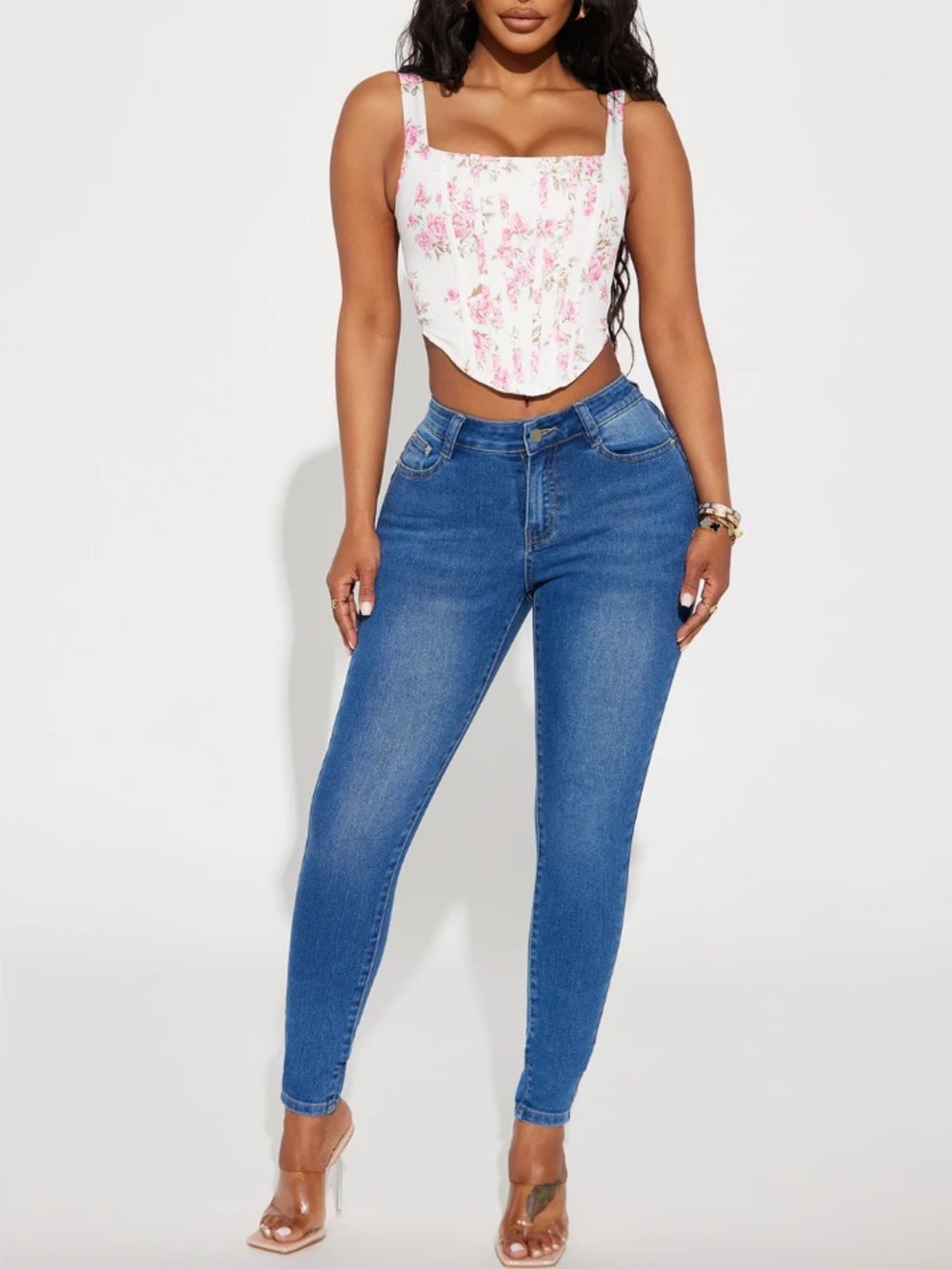 Fashion Nova Mid-Rise Skinny Jeans in Blue